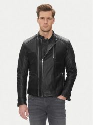 Serge Pariente Kurtka skórzana Couture Czarny Slim Fit. Czarne kurtki męskie Serge Pariente, m, bez wzorów, ze skóry, bez kaptura. Za 989.99 zł.