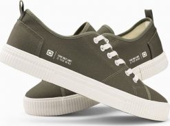 Ombre Klasyczne męskie trampki niskie BASIC - oliwkowe V3 OM-FOTL-0145 40. Zielone trampki męskie Ombre, bez wzorów, klasyczne, bez zapięcia. Za 69.99 zł.