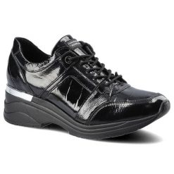 Czarne Sneakersy Damskie Chebello Stylowe Półbuty. Czarne półbuty damskie CheBello, bez wzorów, ze skóry, eleganckie, bez obcasa, na koturnie, bez zapięcia. Za 289.00 zł.
