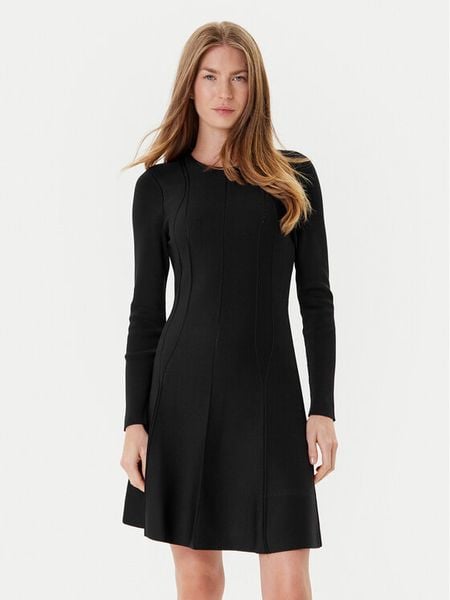 TWINSET Sukienka dzianinowa 252TP3640 Czarny Slim Fit. Czarne sukienki damskie Twinset, xs, bez wzorów, z dzianiny, bez kołnierzyka, bez ramiączek. Za 799.99 zł.