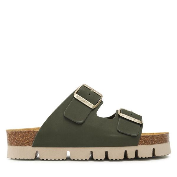 Klapki Dr. Brinkmann. Zielone klapki damskie Dr. Brinkmann, bez wzorów, bez obcasa, bez zapięcia. Za 259.99 zł.