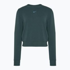 Bluza damska Nike Dri-FIT One Crew Neck French Terry. Zielone bluzy damskie Nike, bez wzorów, bez ramiączek, bez kaptura. Za 219.99 zł.