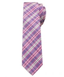 Fioletowo-Różowy Stylowy Krawat (Śledź) Męski -ALTIES- 5 cm, Wąski, w Kratkę. Czerwone krawaty i muchy Alties, bez wzorów, z tkaniny, eleganckie. Za 35.00 zł.
