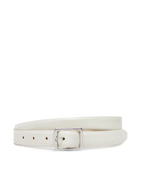 Calvin Klein Pasek Damski Classic Square Buckle Belt 20Mm LV04F7036G Biały. Białe paski damskie Calvin Klein, bez wzorów, ze skóry. Za 119.99 zł.