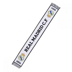 Real Madryt szalik kibica Knitted Scarf 3RD RM4BUF3 wielokolorowy. Białe rękawiczki damskie REAL MADRID, bez wzorów. Za 99.00 zł.