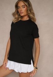 Czarny Bawełniany T-shirt o Kroju Oversize Zilona. Czarne t-shirty damskie Renee, s, bez wzorów, z bawełny, klasyczne, bez kołnierzyka, bez ramiączek. Za 24.99 zł.