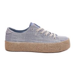 Trampki Damskie Na Platformie Z Plecionką Lee Cooper LCW-25-02-3283 Niebieskie. Niebieskie trampki i tenisówki damskie bez wzorów, bez zapięcia. Za 211.39 zł.
