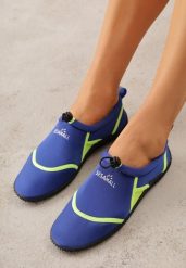 Niebiesko-Zielone Wsuwane Buty Sportowe do Wody z Elastyczną Cholewką Vetilore. Niebieskie obuwie sportowe damskie Renee, na lato, bez wzorów, bez zapięcia, do pływania. Za 49.99 zł.
