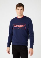 WRANGLER FRAME LOGO SWS MĘSKA BLUZA NAVY W6H1HA114 112146193. Niebieskie bluzy męskie Wrangler, m, bez wzorów, bez ramiączek, bez kaptura. Za 159.99 zł.