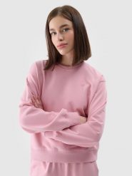 4F Bluza dresowa nierozpinana bez kaptura damska - różowa XS. Czerwone bluzy damskie 4F, xs, bez wzorów, z bawełny, sportowe, bez ramiączek, bez kaptura. Za 129.99 zł.