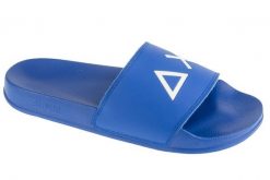 Klapki na basen męskie, Slippers Logo. Niebieskie klapki męskie SUN68, bez wzorów, z materiału, bez zapięcia. Za 109.99 zł.