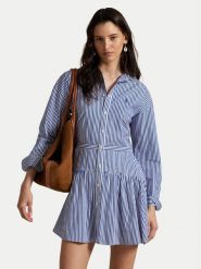 Polo Ralph Lauren Sukienka koszulowa 211972052001 Niebieski Regular Fit. Niebieskie sukienki damskie Polo Ralph Lauren, bez wzorów, z bawełny, bez kołnierzyka, bez ramiączek, koszulowe. Za 919.99 zł.