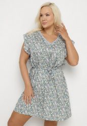 Niebieska Sukienka z Wiskozy w Kwiaty z Paskiem i Haftami Nelindia. Niebieskie sukienki damskie Born2be, na co dzień, na lato, l, z aplikacjami, z wiskozy, eleganckie, bez kołnierzyka, bez ramiączek, mini. Za 44.99 zł.