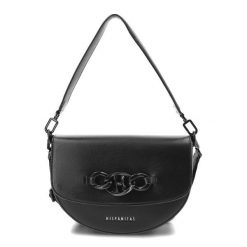 Czarna Elegancka Torebka Damska Hispanitas. Czarne listonoszki damskie Hispanitas, bez wzorów, ze skóry ekologicznej, bez dodatków. Za 449.00 zł.