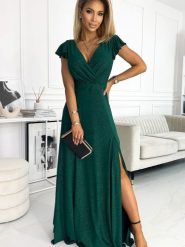 Sukienka Model Crystal 411-1 Green - Numoco. Zielone sukienki damskie Numoco, l, bez wzorów, z elastanu, wizytowe, bez kołnierzyka, plus size, bez ramiączek, maxi, kopertowe. Za 677.98 zł.