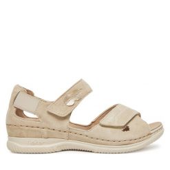 Sandały Rieker. Brązowe sandały damskie Rieker, bez wzorów, bez obcasa, na płaskiej podeszwie, bez zapięcia. Za 359.99 zł.