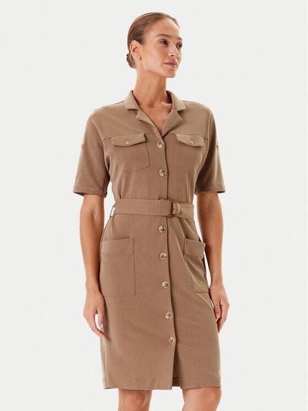 Tatuum Sukienka koszulowa Zoe T2502.203 Beżowy Regular Fit. Brązowe sukienki damskie Tatuum, xs, bez wzorów, z syntetyku, bez kołnierzyka, bez ramiączek, koszulowe. Za 169.99 zł.