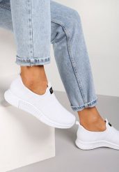 Białe Buty Sportowe Daemnessa. Białe obuwie sportowe damskie Renee, bez wzorów, z dresówki, bez zapięcia. Za 44.99 zł.