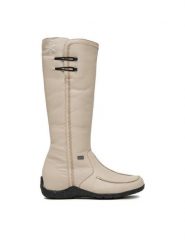 Rieker Kozaki CEO-79952-60 Beżowy. Brązowe kozaki damskie Rieker, bez wzorów, z materiału, bez obcasa, na płaskiej podeszwie, bez zapięcia. Za 449.99 zł.