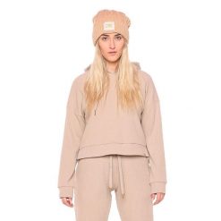 Bluza miękki z kaptur na co dzień na siłownię. Brązowe bluzy damskie LEONE 1947 APPAREL, bez wzorów, z bawełny, sportowe, bez ramiączek, bez kaptura. W wyprzedaży za 151.56 zł.