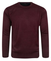 Wełniany Sweter U-Neck - HOVARD - Bordowy. Czerwone swetry męskie Hovard, m, bez wzorów, z tkaniny, biznesowe, bez kołnierzyka, bez ramiączek. Za 135.00 zł.