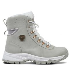 Trzewiki Luhta. Szare botki damskie Luhta, bez wzorów, bez obcasa, na płaskiej podeszwie, bez zapięcia. Za 359.99 zł.