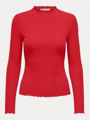 ONLY Bluzka Emma 15180040 Czerwony Slim Fit. Czerwone bluzki damskie ONLY, xl, bez wzorów, z syntetyku, bez kołnierzyka, bez ramiączek. Za 49.99 zł.