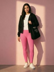 Legginsy z efektem sprania - różowy. Czerwone legginsy damskie Sinsay, bez wzorów. Za 39.99 zł.