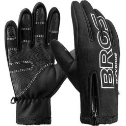 Rękawiczki rowerowe zimowe dla dorosłych Rockbros S091-4BK. Czarne buty sportowe męskie ROCKBROS, na zimę, bez wzorów. Za 55.00 zł.