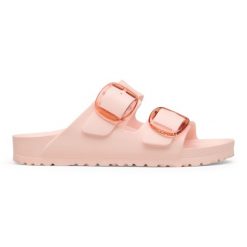 BIRKENSTOCK Arizona Big Buckle EVA Light Rose Klapki damskie. Czerwone klapki damskie Birkenstock, na lato, bez wzorów, eleganckie, bez obcasa, bez zapięcia. Za 269.99 zł.