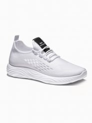Trampki męskie sneakersy T390 - białe - 41. Białe trampki męskie Ombre Clothing, bez wzorów, z materiału, bez zapięcia. W wyprzedaży za 69.99 zł.