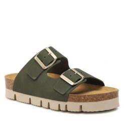 Klapki Dr. Brinkmann. Zielone klapki damskie Dr. Brinkmann, bez wzorów, bez obcasa, bez zapięcia. Za 259.99 zł.