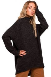 Sweter damski oversize asymetryczny sweter z wełną szary grafitowy. Szare swetry nierozpinane damskie Polskie swetry, na zimę, l, bez wzorów, z dzianiny, biznesowe, z asymetrycznym kołnierzem, bez ramiączek. Za 259.00 zł.