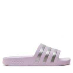 Klapki adidas. Fioletowe klapki damskie Adidas, bez wzorów, bez obcasa, bez zapięcia. Za 119.99 zł.