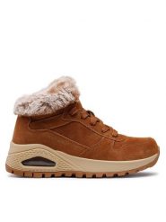 Skechers Botki Uno Wintriness 167433/CSNT Brązowy. Brązowe botki damskie Skechers, bez wzorów, ze skóry, bez obcasa, na płaskiej podeszwie, bez zapięcia. Za 379.99 zł.