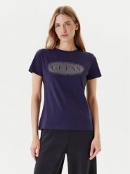 Guess T-Shirt V5YI08 J1314 Granatowy Regular Fit. Niebieskie t-shirty damskie Guess, s, z aplikacjami, z bawełny, bez kołnierzyka, bez ramiączek. Za 109.99 zł.
