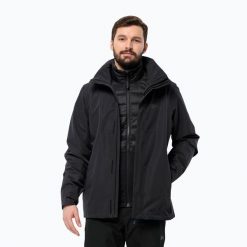 Kurtka 3w1 męska Jack Wolfskin Feldberg Luntal 3in1. Czarne kurtki męskie Jack Wolfskin, m, bez wzorów, sportowe, bez kaptura. Za 999.99 zł.