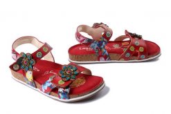 LAURA VITA 0006700 BRCYANO12 rouge, sandały damskie. Czerwone sandały damskie Laura Vita, bez wzorów, ze skóry, bez obcasa, bez zapięcia. Za 394.90 zł.