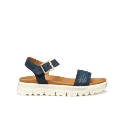 Sandały damskie Geox Xand 2.1S C. Niebieskie sandały damskie Geox, bez wzorów, bez obcasa, bez zapięcia. Za 400.99 zł.