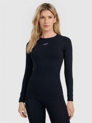 4F Bielizna termoaktywna bezszwowa (góra) damska - czarna M/L. Czarna bielizna sportowa damska 4F, l, bez wzorów, ze skóry. Za 149.99 zł.