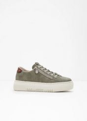 Sneakersy marki Rieker na platformie. Zielone obuwie sportowe damskie bonprix, bez wzorów, bez zapięcia. Za 309.99 zł.