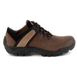 Olivier Skórzane buty trekkingowe męskie 311GT ciemno brązowe. Brązowe trekkingi męskie ze skóry, bez zapięcia. Za 351.82 zł.