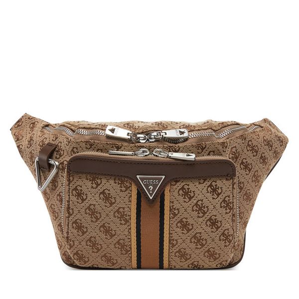 Nerka Guess. Brązowe saszetki i nerki męskie Guess, z aplikacjami. Za 229.99 zł.