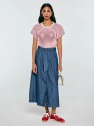 Spódnica damska midi jeansowa rozkloszowana granatowa Bria 544. Niebieskie spódnice damskie BIG STAR, na co dzień, uniwersalny, bez wzorów, z denimu, casualowe, midi, proste. Za 229.99 zł.