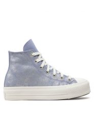 Converse Trampki Chuck Taylor All Star Lift Platform Suede Shimmer Hi A11549C Fioletowy. Fioletowe trampki i tenisówki damskie Converse, bez wzorów, ze skóry, bez zapięcia. W wyprzedaży za 299.99 zł.