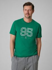 4F T-shirt regular z nadrukiem męski - zielony S. Zielone t-shirty męskie 4F, m, bez wzorów, z bawełny, bez kołnierzyka, bez ramiączek. Za 69.99 zł.
