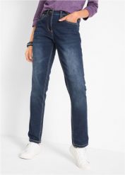 Dżinsy Straight Mid Waist, ze stretchem. Niebieskie jeansy damskie bonprix, bez wzorów, z jeansu. Za 129.99 zł.