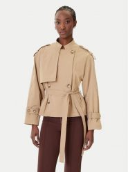Rinascimento Płaszcz przejściowy CFC0124670003 Beżowy Regular Fit. Brązowe płaszcze damskie Rinascimento, s, bez wzorów, z syntetyku, bez kołnierzyka, bez kaptura. Za 709.99 zł.