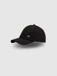 4F Czapka z daszkiem strapback uniseks - czarna S/M (58cm). Czarne czapki damskie 4F, bez wzorów, klasyczne. Za 69.99 zł.