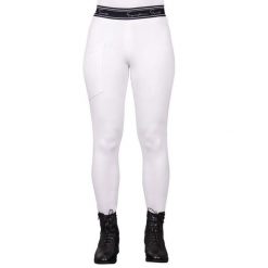 Legginsy do jazdy konnej dla kobiet QHP Eden. Białe legginsy damskie QHP, bez wzorów, z elastanu. Za 292.00 zł.